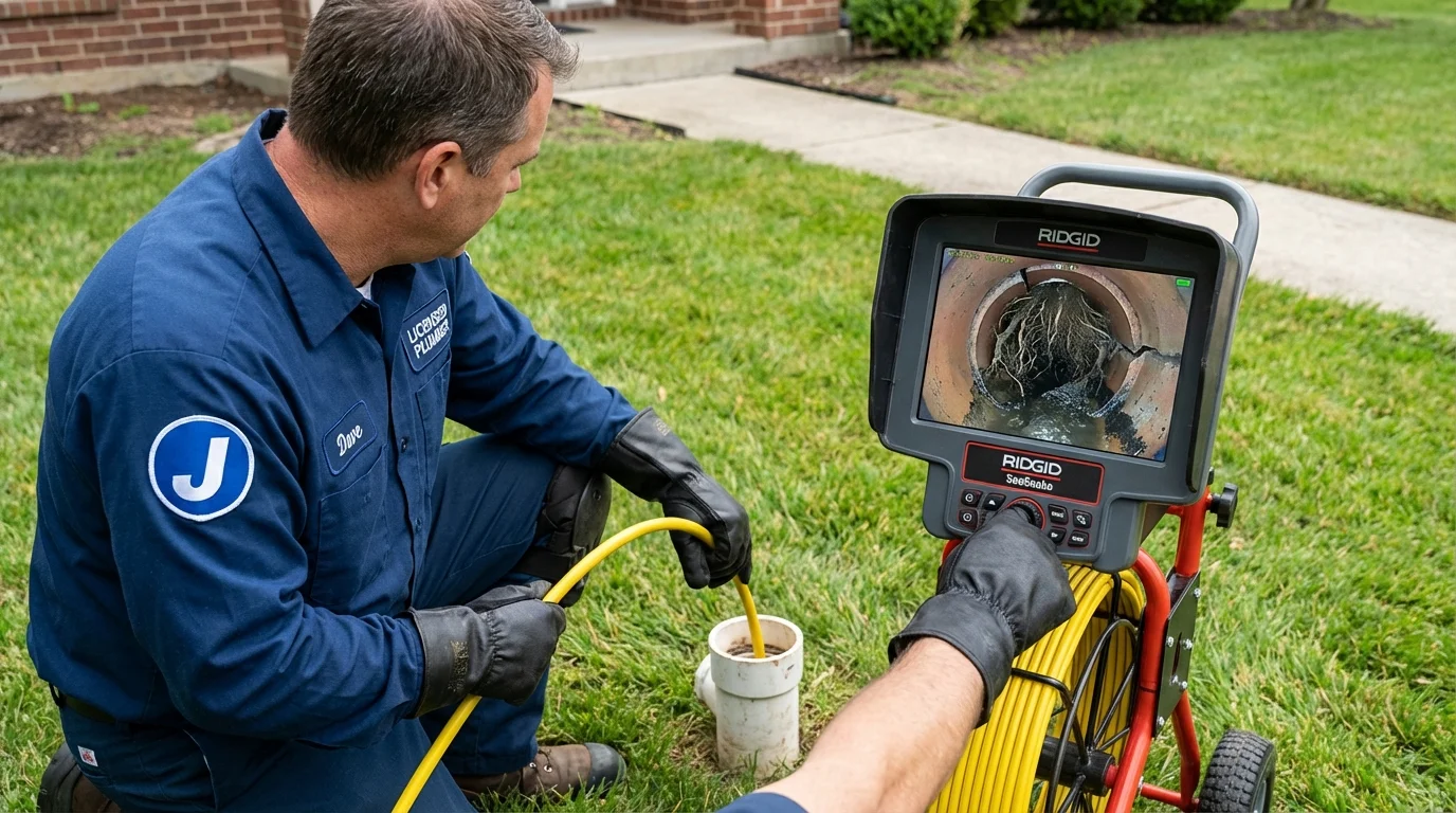 Sewer camera inspection being performed by Johns Plumbing LLC in Davis Junction