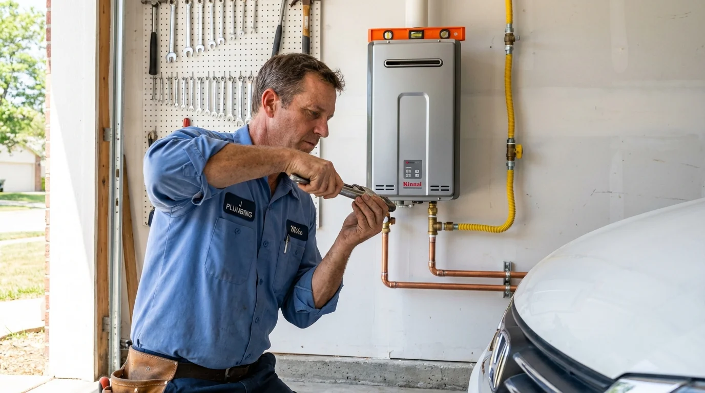 Tankless water heater installation by a Johns Plumbing LLC plumber in Davis Junction